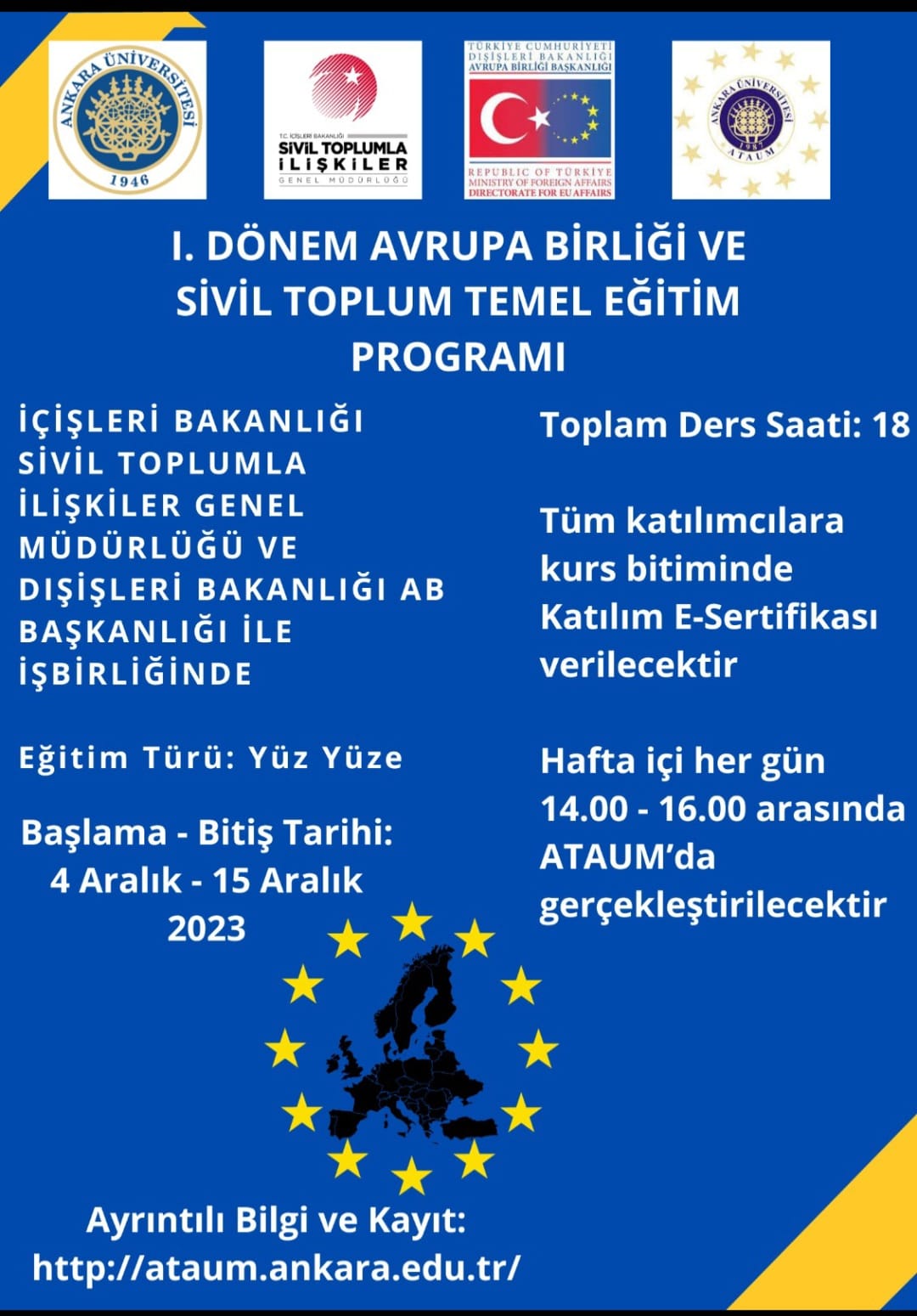 I.DÖNEM AVRUPA BİRLİĞİ VE SİVİL TOPLUM TEMEL EĞİTİM PROGRAMI