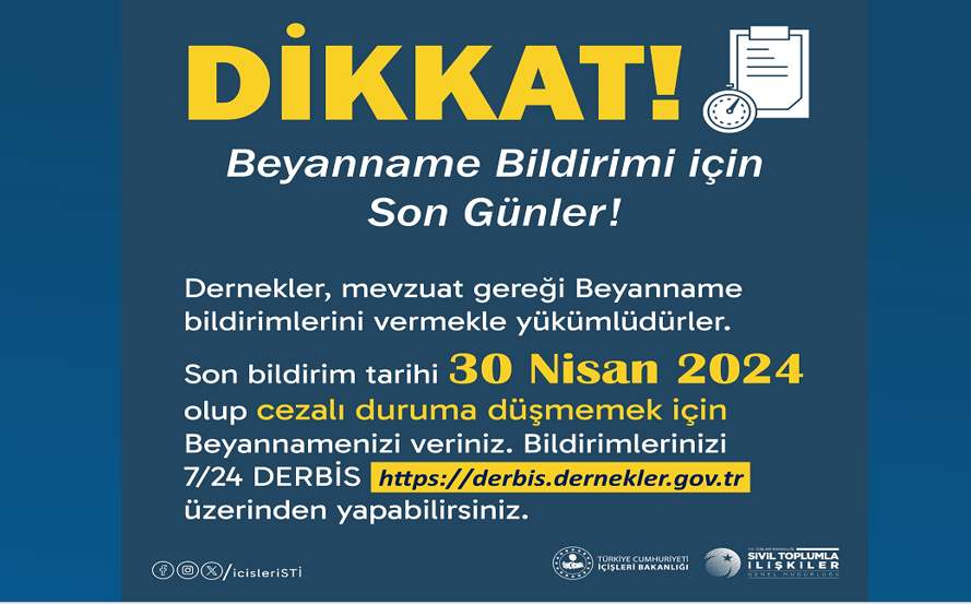  Beyanname Bildirimi İçin Son Gün 30 Nisan 2024