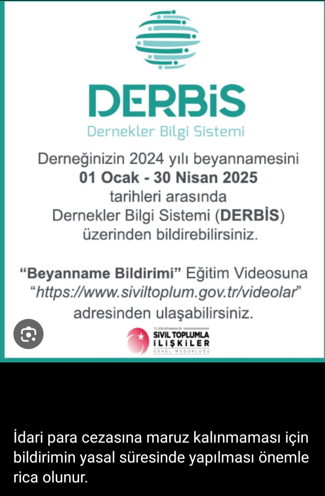Dernek Beyannameleri hakkında önemli duyuru...