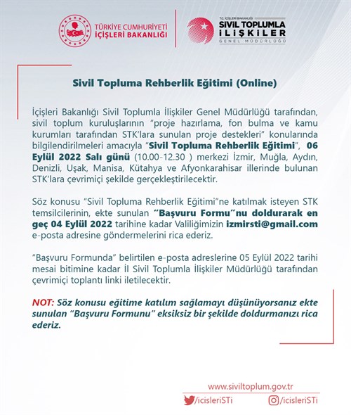 Sivil Topluma Rehberlik Eğitimi (Proje hazırlama, fon bulma ve kamu kurumları tarafından STK’lara sunulan proje destekleri)